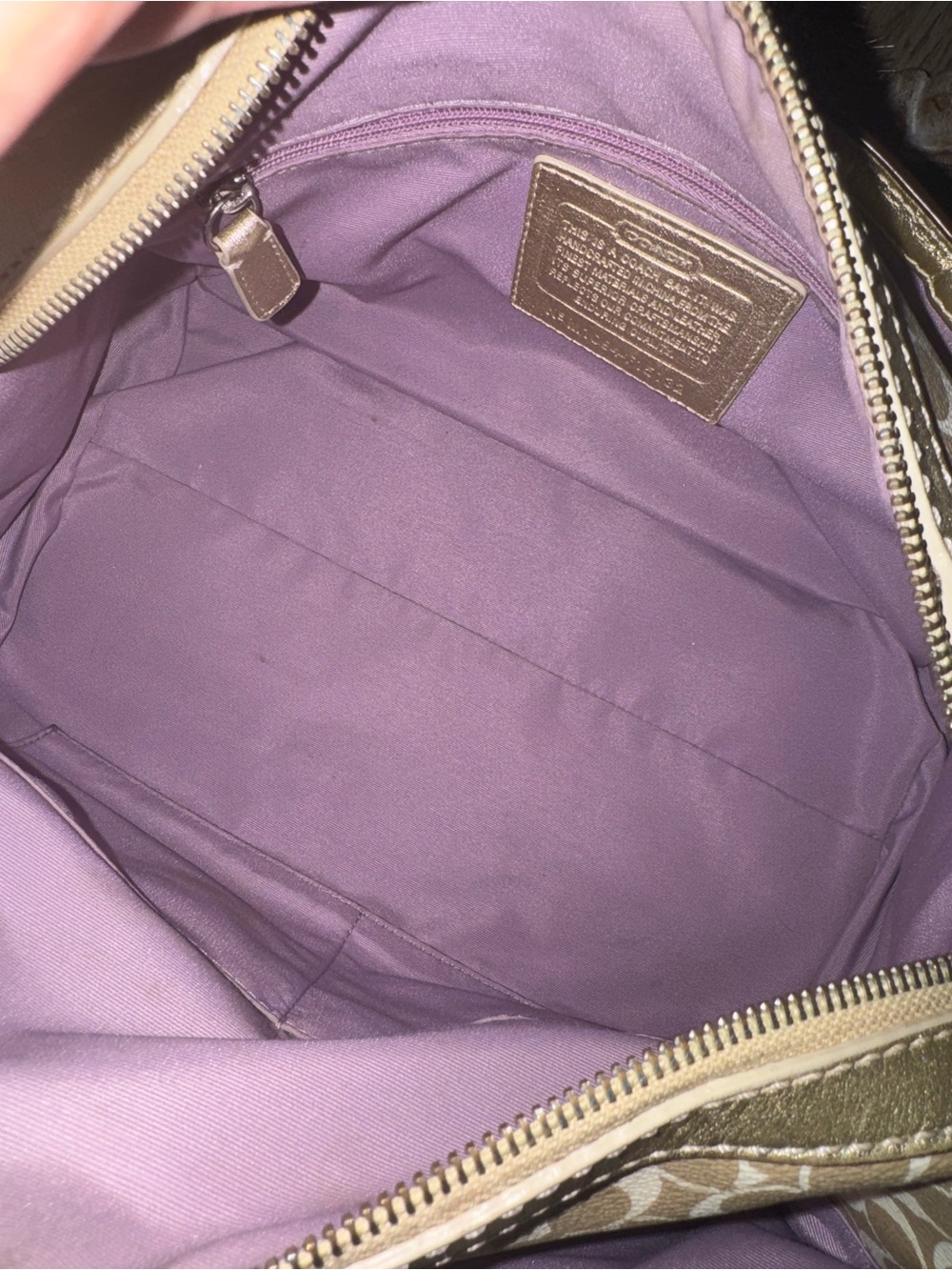 LIKE NEW Coach Bag Beige Signature Stripe Dome with Gold Trim - Gorgeous 🌟 - Picture 8 of 9